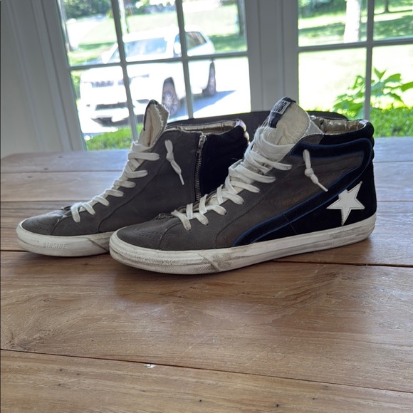 Men's Golden Goose size 44 Slide Gray and Black High-Top Sneakers- like new - Picture 1 of 5